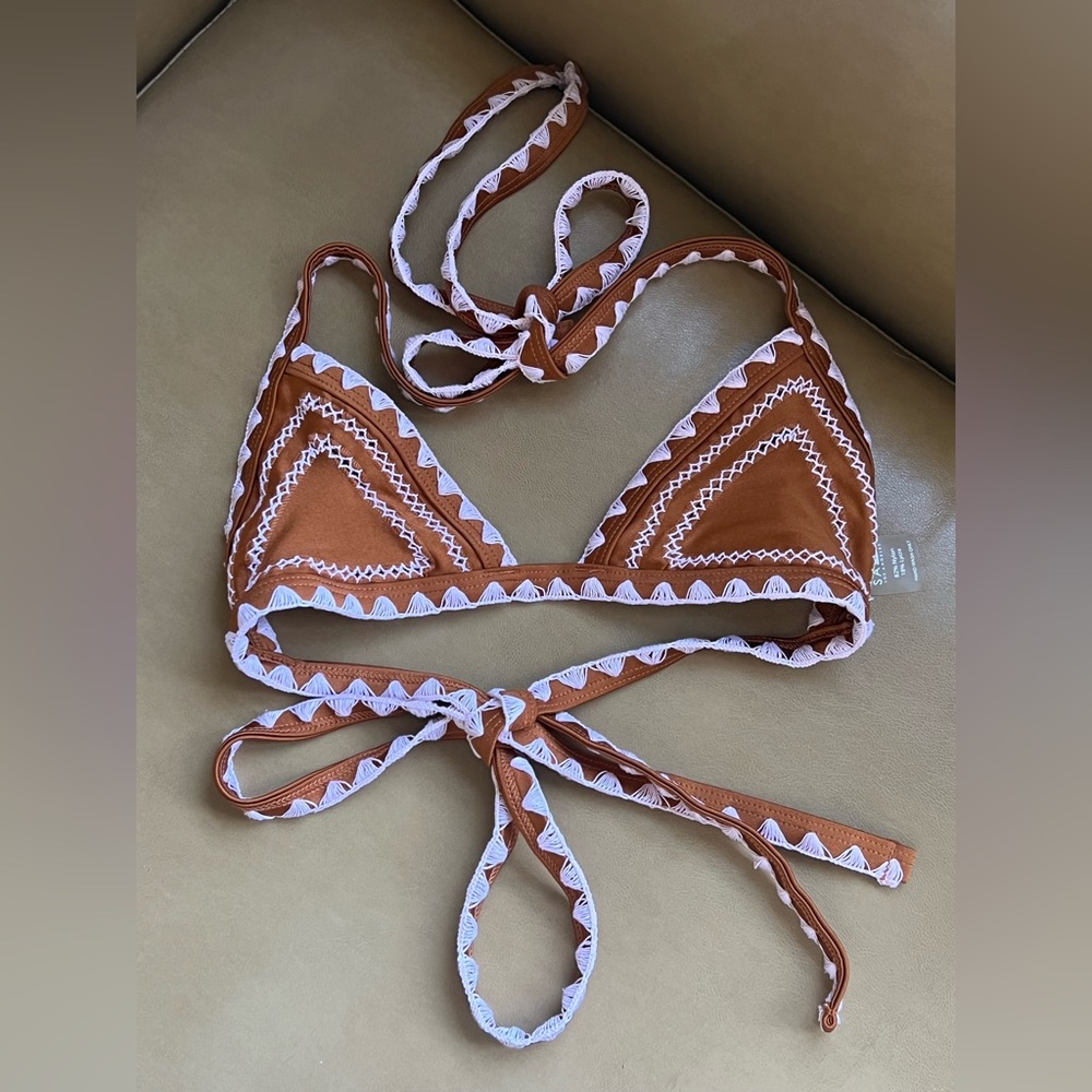 NWOT Same Los Angeles Bikini Top Small Tan Pink